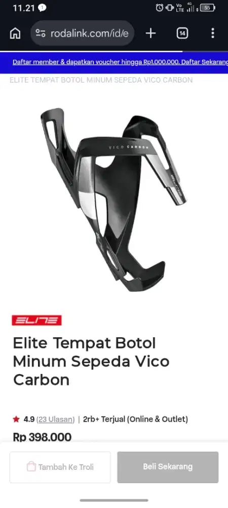 Bottle cage elite Vico carbon (Red), tempat botol sepeda roadbike dll