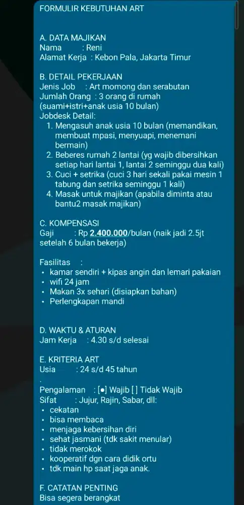 ART Momong dan Serabutan
