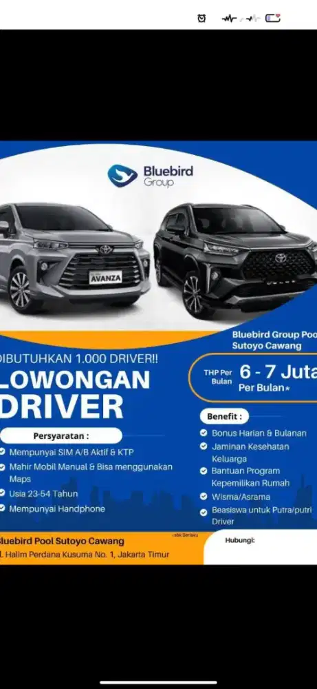 LOWONGAN PEKERJAAN DRIVER