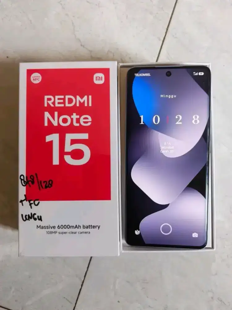 Redmi Note 15 4g ram 8+8/128gb fullset orian layar lengkung amoled