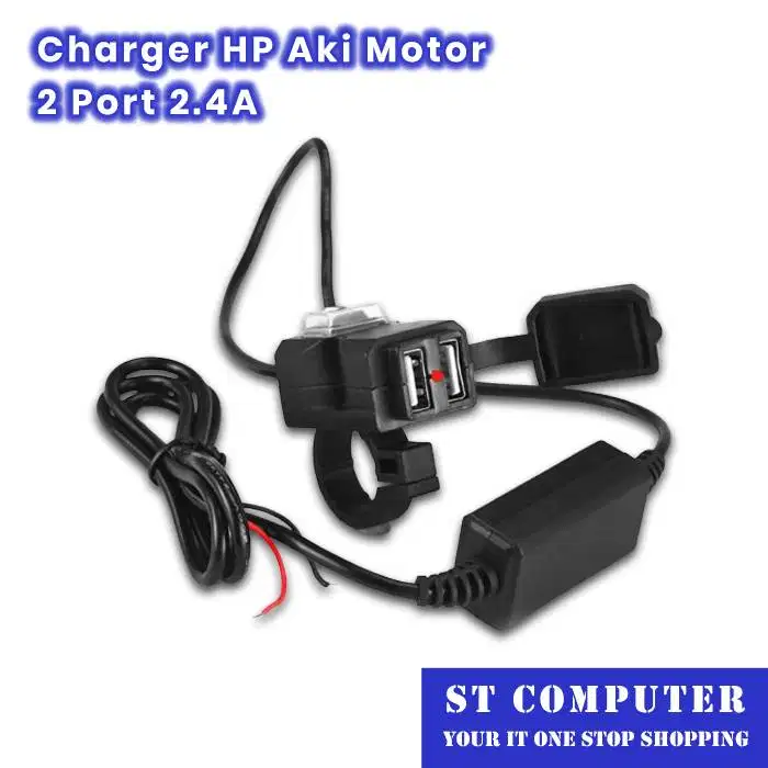 Charger HP Colok Aki Motor 2 Port 2.4A