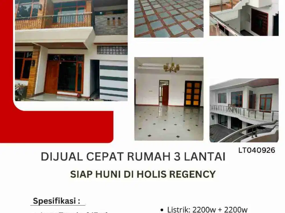 dijual cepat rumah 3 lantai di Holis regency