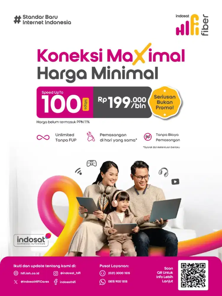 Pasang WiFi Indosat HiFi Bandung Murah 100Mbps Free Instalasi