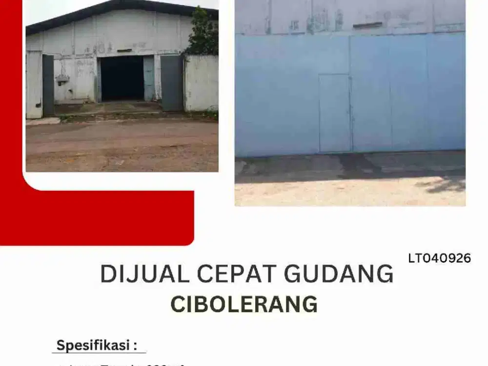 Dijual cepat gudang di Cibolerang