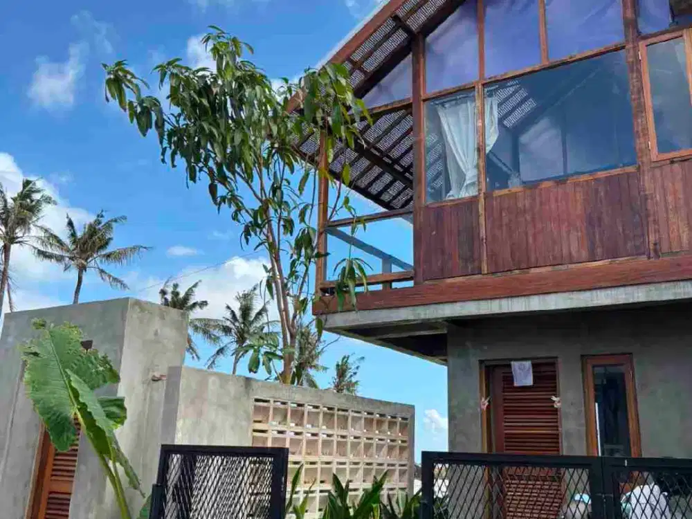 Villa Minimalis Kayu Modern Industrial View Sawah
