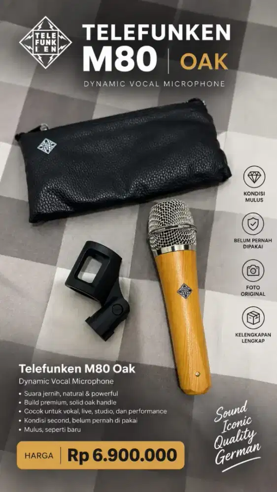 Microphone Telefunken M80 Oak Second Seperti Baru