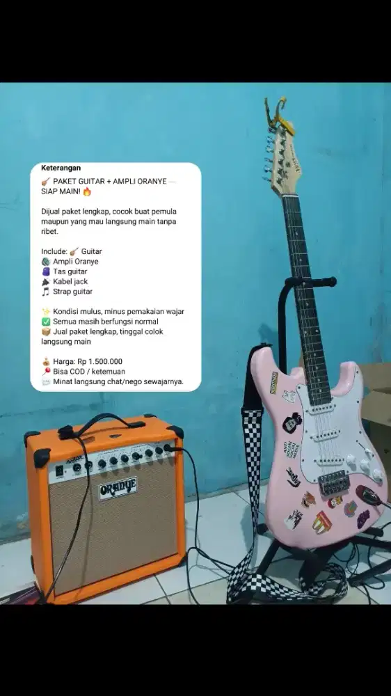 gitar listrik strat kowe + ampli oranye
