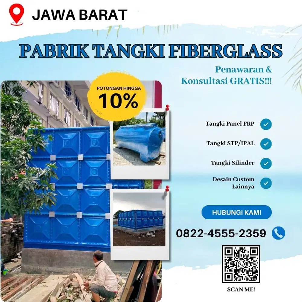 Tangki Fiberglass FRP-Jual Tangki Air, Panel & Silinder Kota Bogor