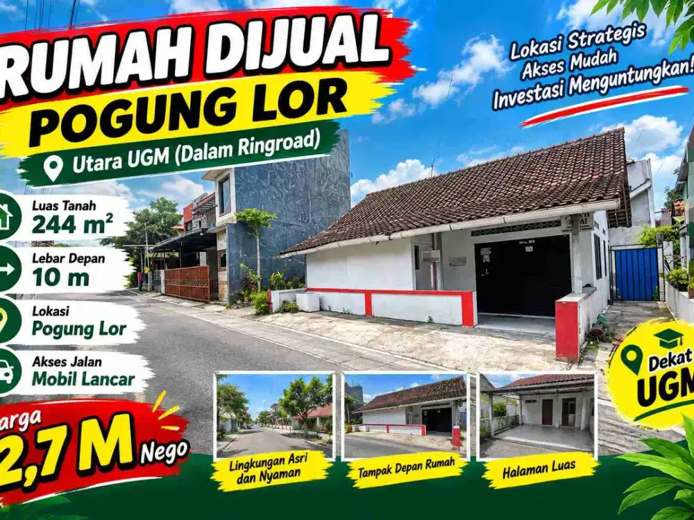 Rumah Pogung Lor Dekat UGM + Bonus Bangunan | LT 244 m² | 2,7 M Nego