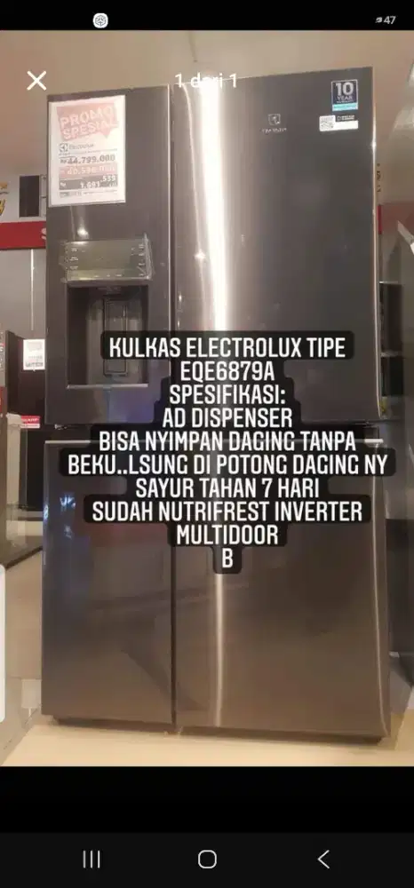 Kulkas electrolux eqe6879