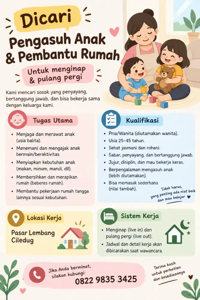 Beberes rumah dan Jaga anak