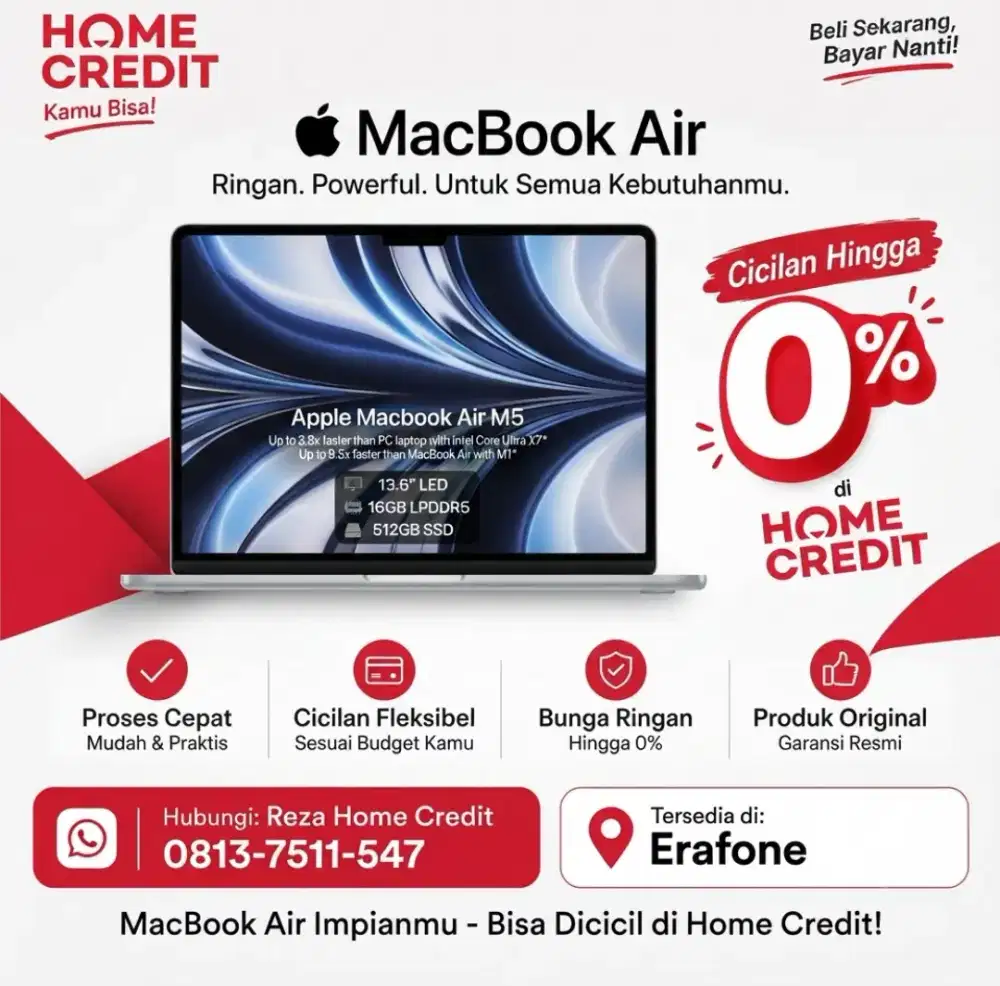 MACEBOOK AIR M5 CICILAN BY HOMECREDIT