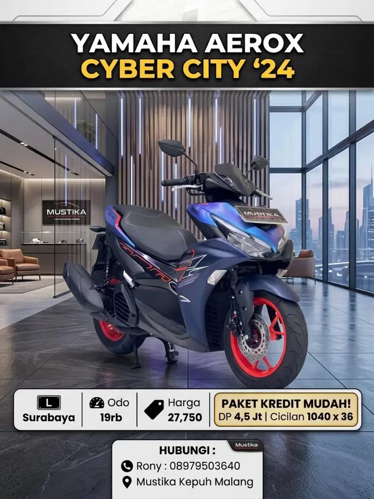 WARNA FAVORIT‼️ YAMAHA AEROX 155 CYBER CITY TH 2024 MULUS NOMINUS