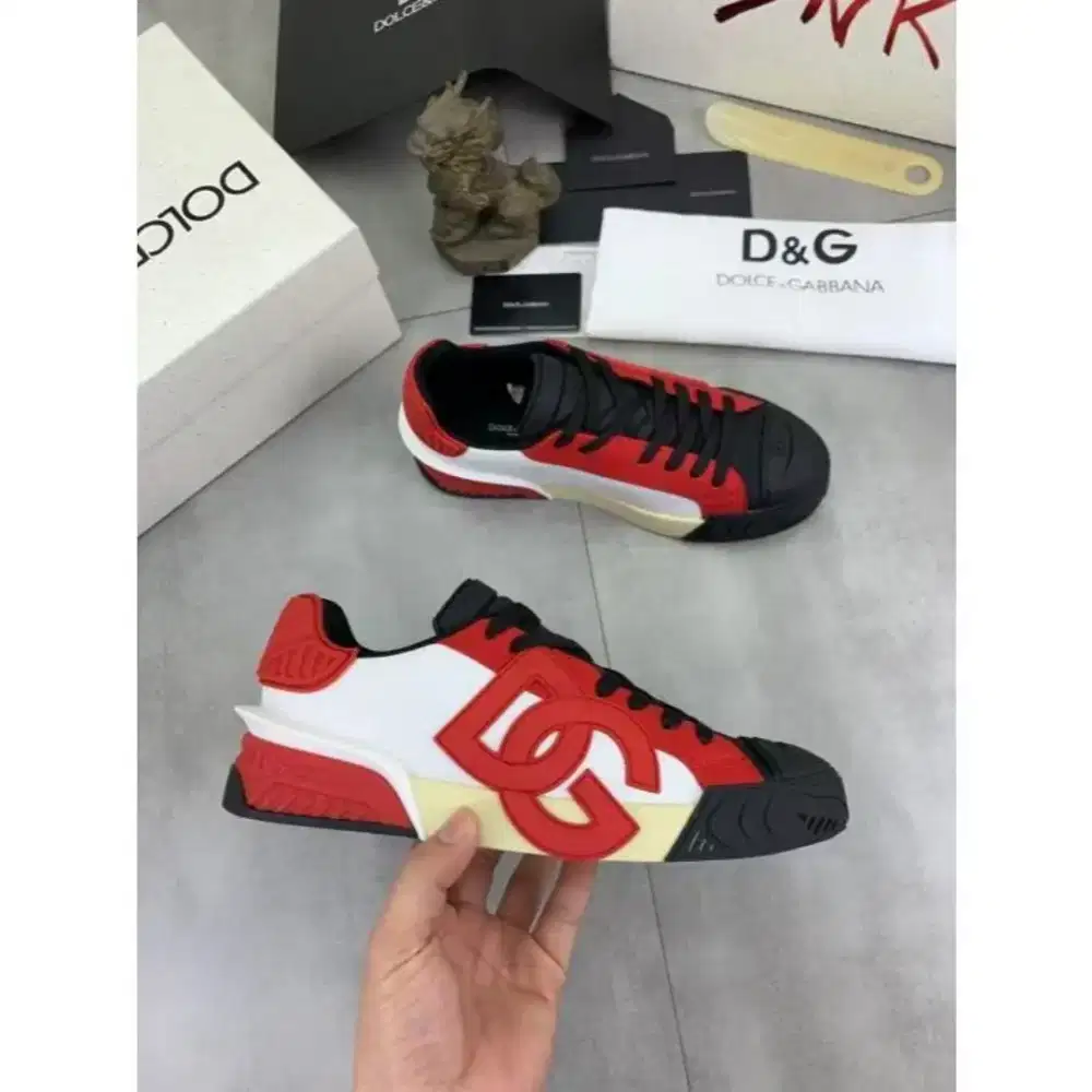 SNEAKER DOLCE & GABBANA D&G LOGO RED BLACK BRANDED IMPORT