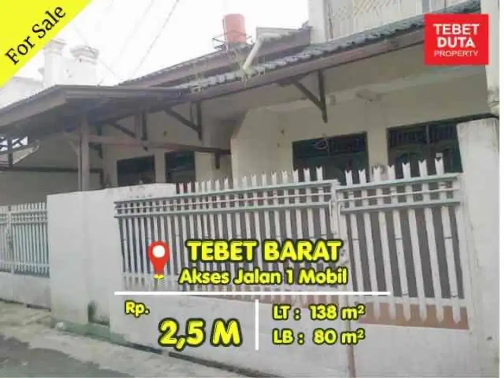 Dijual Rumah Tebet Barat Dekat Taman Eco Park Lokasi Strategis Jalan 1 Mobil