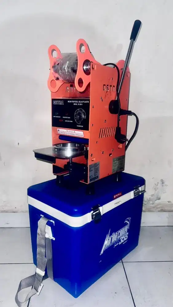 JUAL PAKETAN MESIN PRESS CUP + COOLBOX + DISPENSER