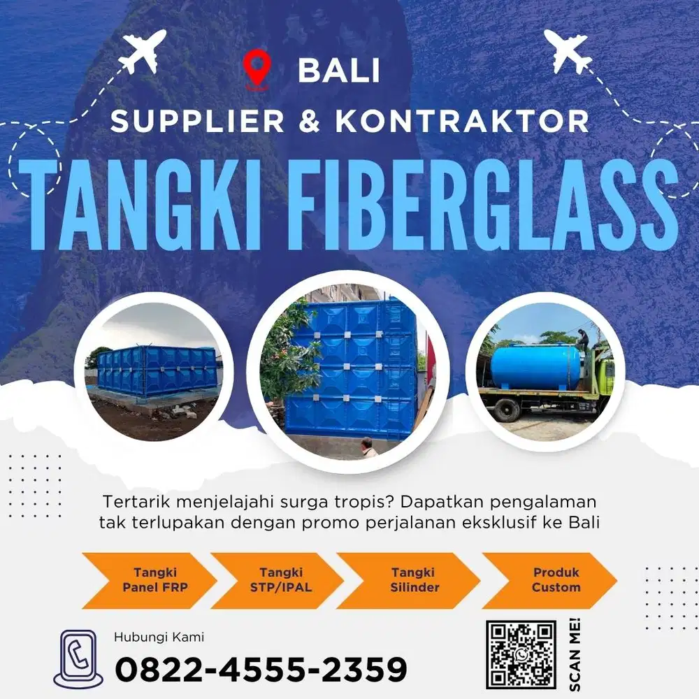 Tangki Fiberglass FRP-Jual Tangki Air, Panel & Silinder Badung