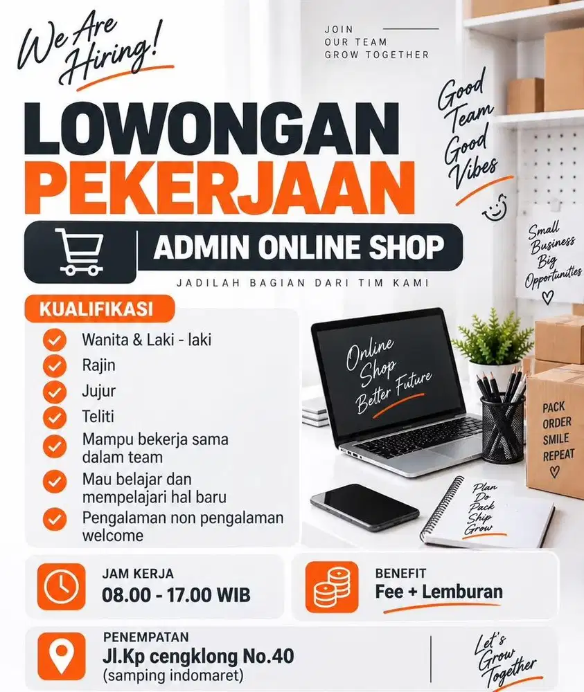 LOWONGAN ADMIN ONLINE SHOP WANITA / PRIA