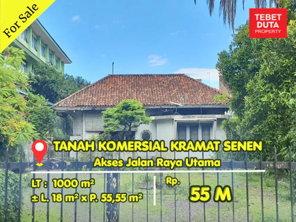 Dijual Tanah Komersial Kramat Senen Lokasi Strategis Kawasan Bisnis Jalan Raya Utama