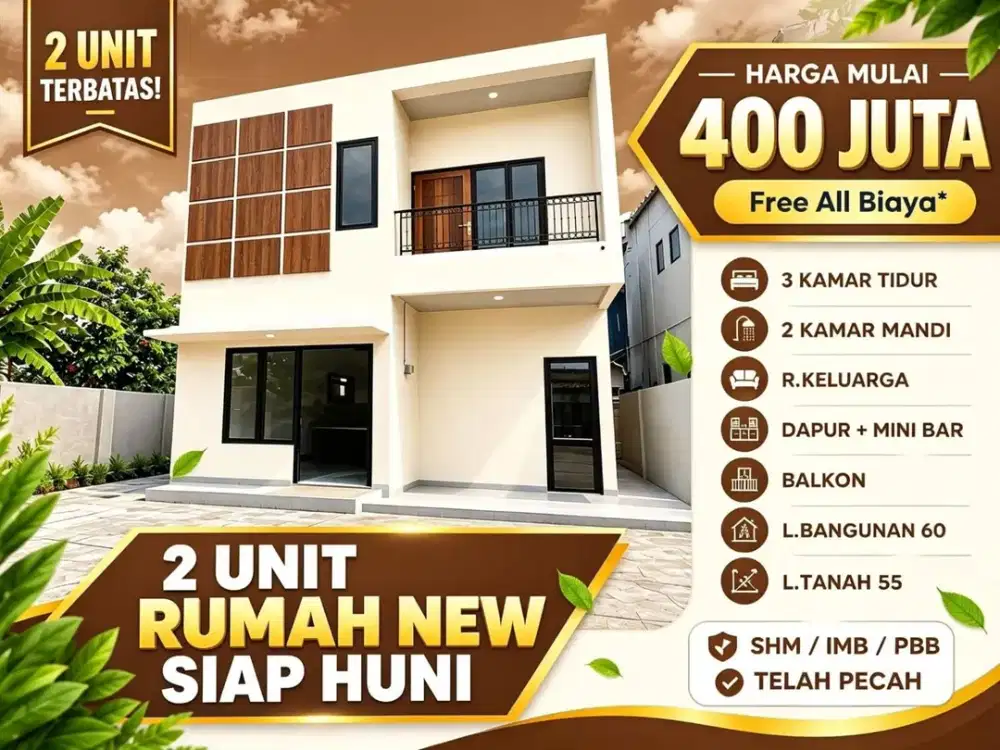 Rumah New Siap Huni Dekat Pasar Cisalak & Gerbang Tol Cisalak Tapos Depok