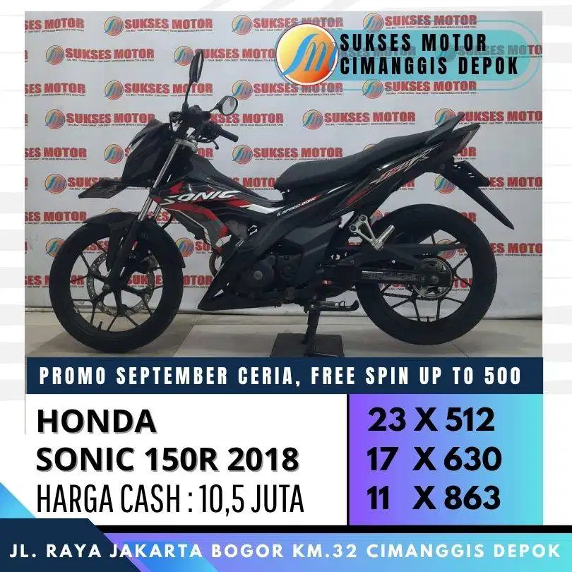 HONDA SONIC 150R 2018 TERMURAH UNIT MULUS SIAP PAKAI