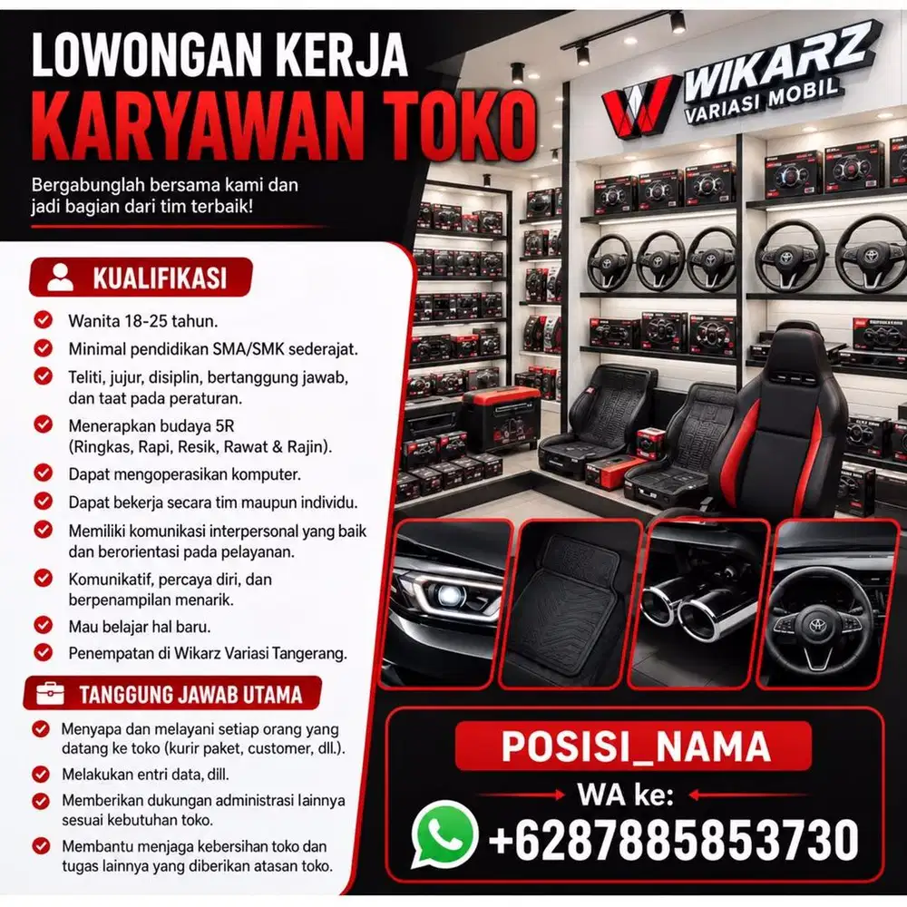 Lowongan Kerja Karyawan Toko