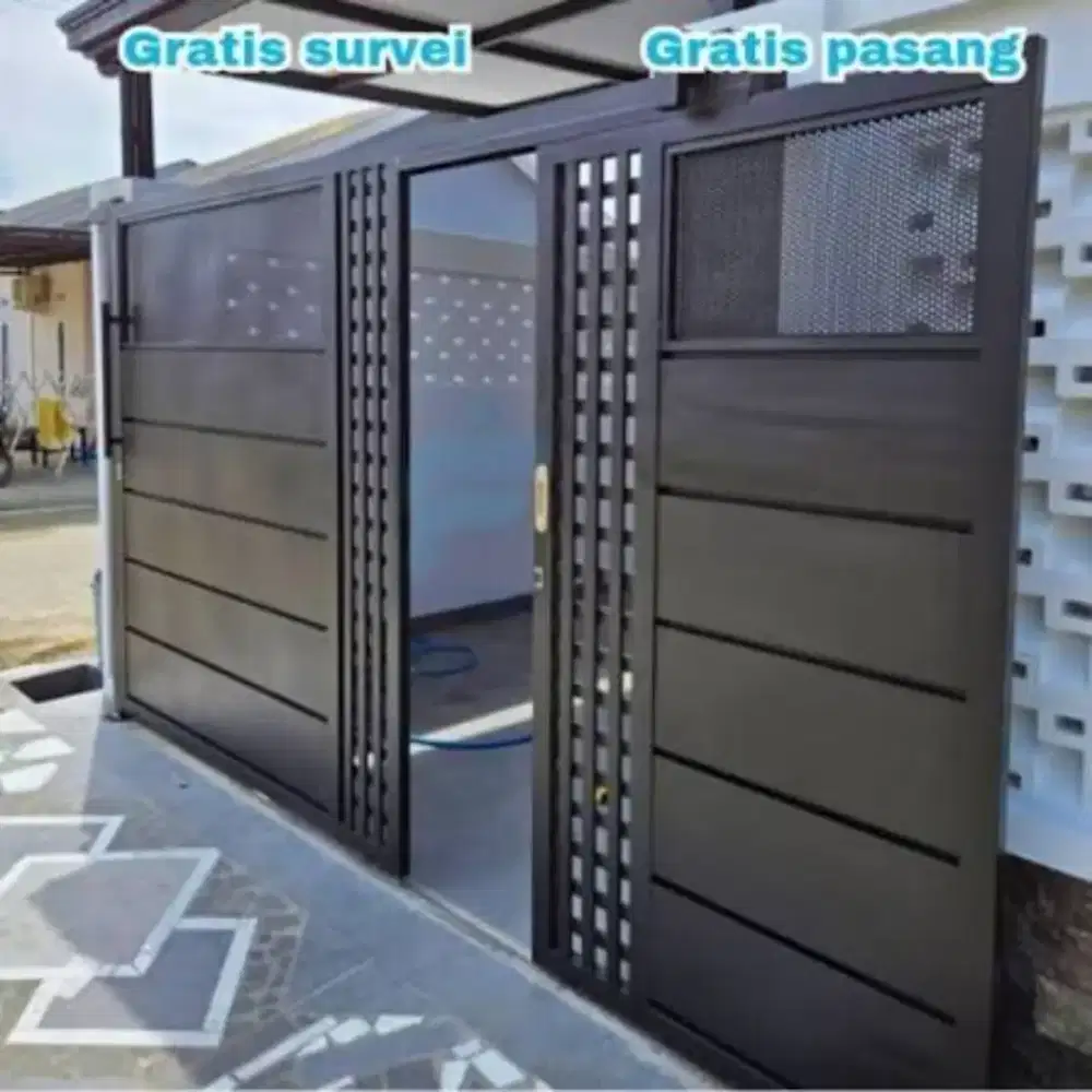 Pintu pagar dabel sleding minimalis 2131