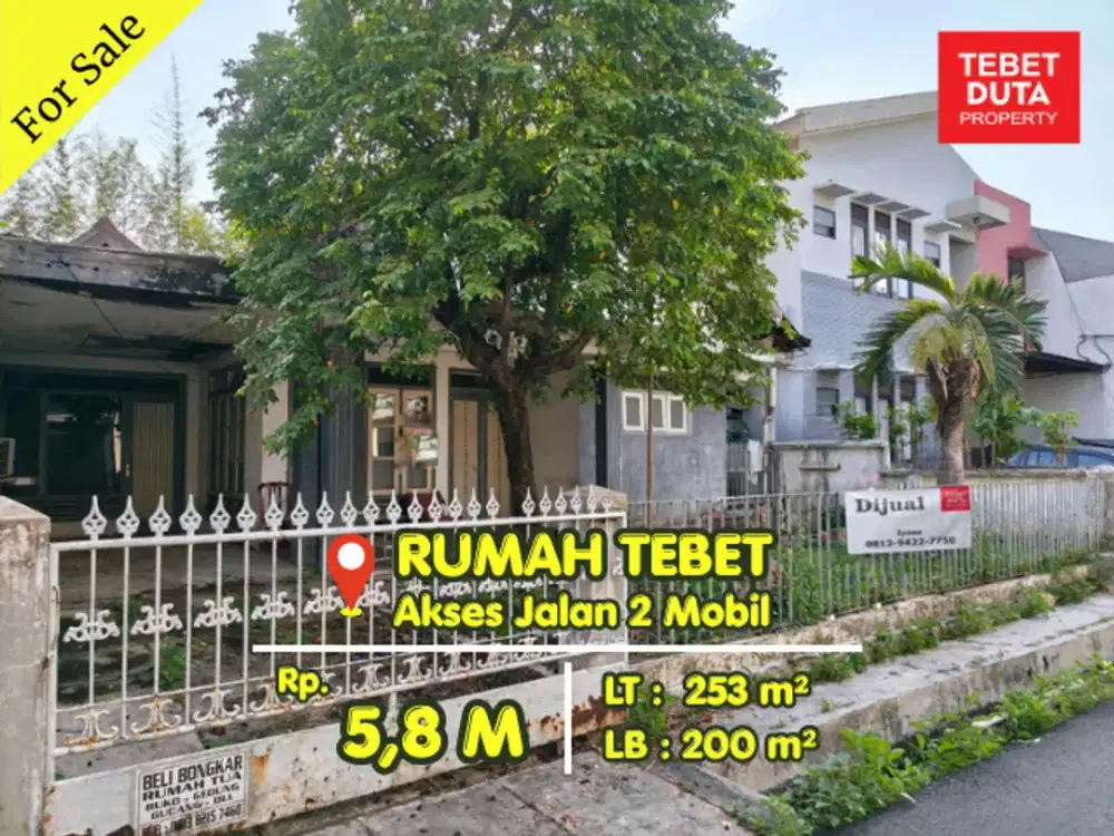 Dijual Rumah Tebet Murah Hitung Tanah Lokasi Strategis Nyaman Jalan 2 Mobil