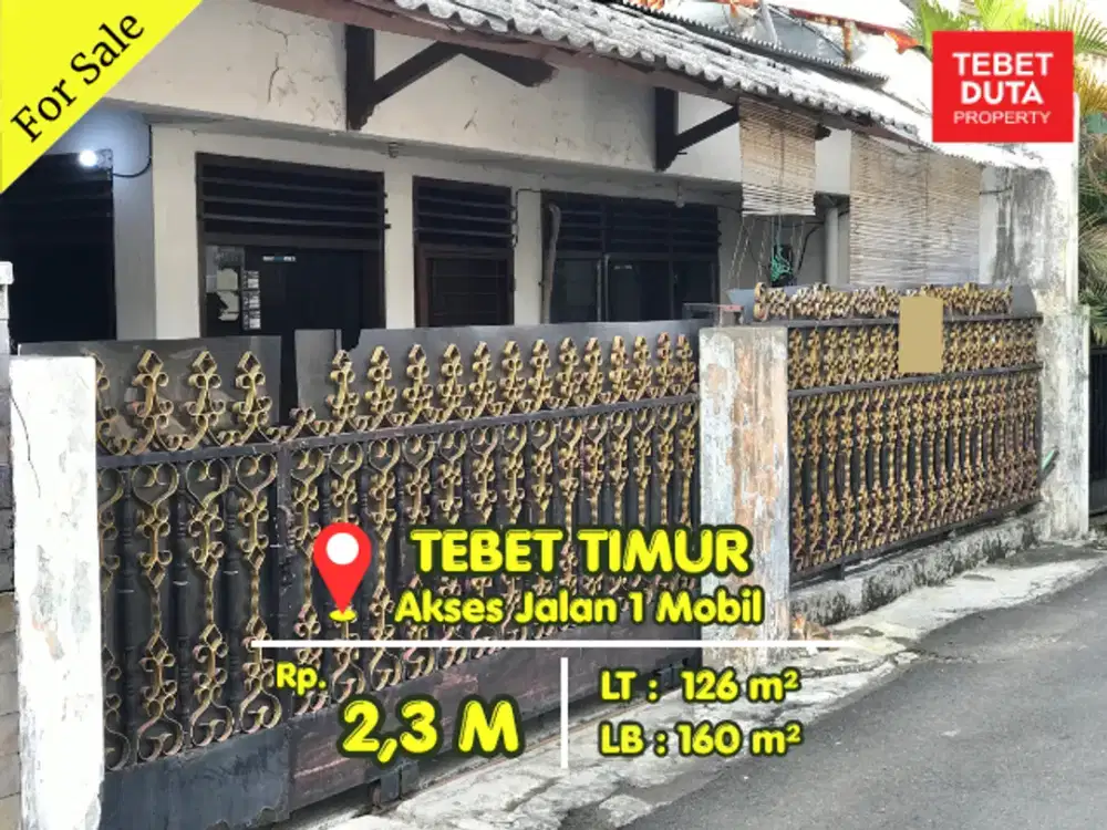 Dijual Murah Rumah Tebet Timur Lokasi Strategis Dekat Taman Jalan 1 Mobil
