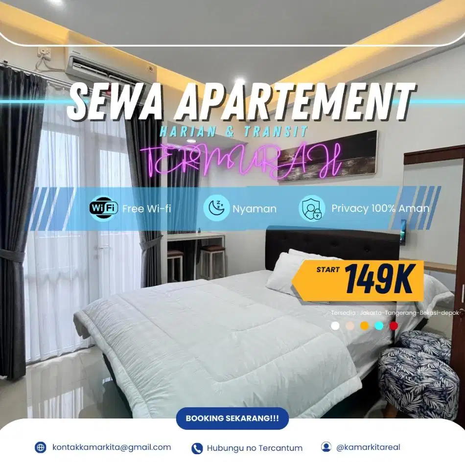 Sewa Apartemen Green Pramuka Harian/Transit Jakarta Pusat Termurah