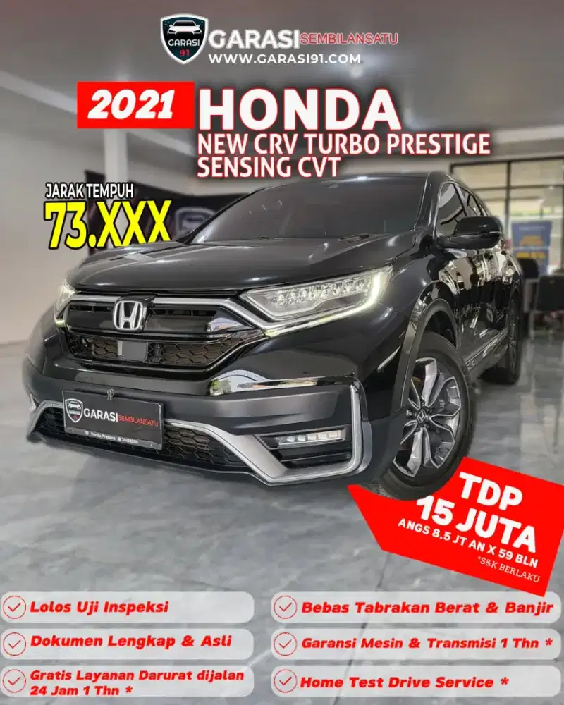 ‼️[ TDP 15 Jt ]‼️New CRV turbo prestige 1.5 Cvt 2021