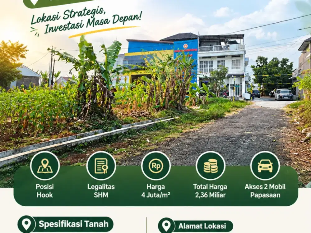 Tanah Hook 590 m² SHM di Komplek DPR Cileunyi – Akses 2 Mobil