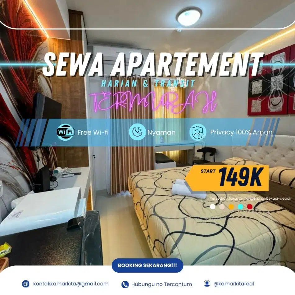 Sewa Apartemen Bekasi Timur Transpark Juanda Harian/Transit Termurah