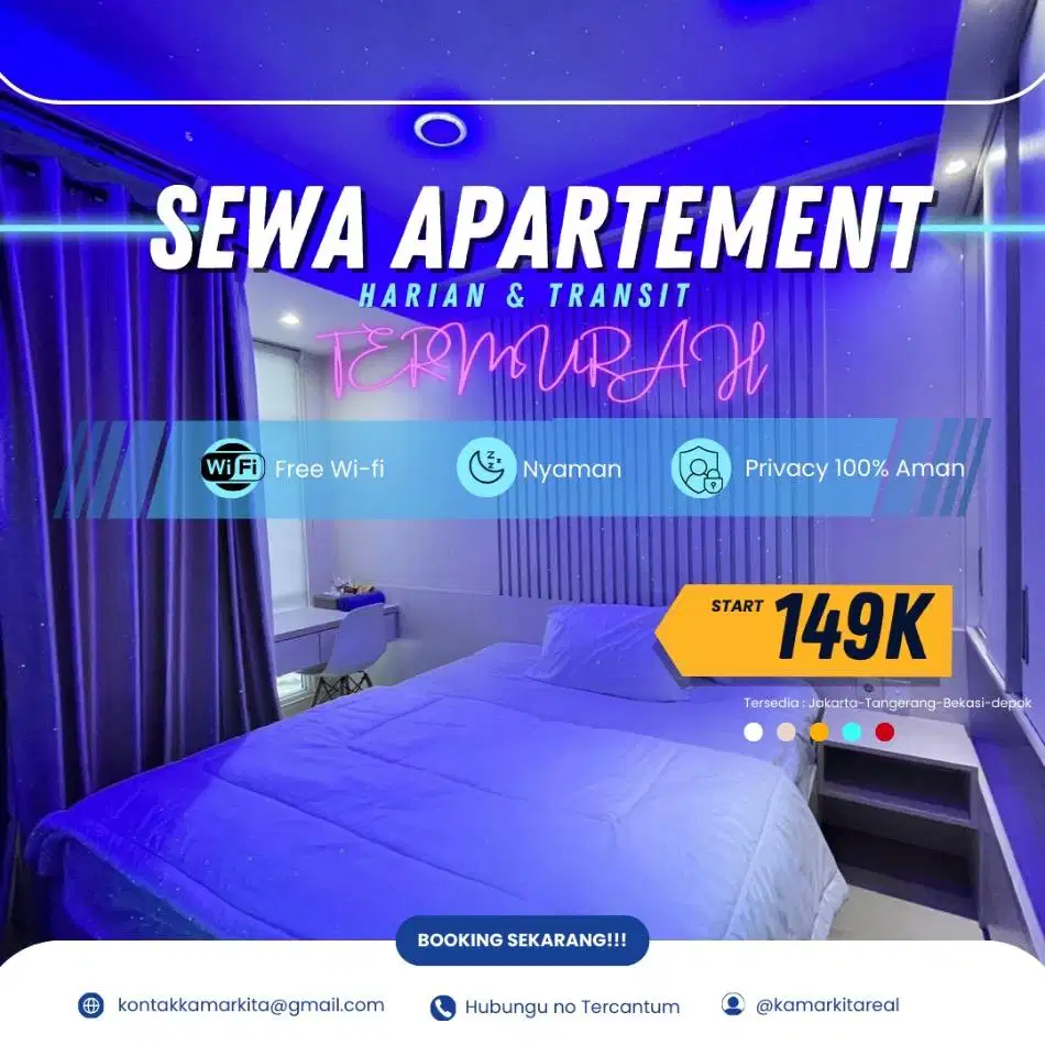 Sewa Apartemen MUTIARA Bekasi selatan Harian/Transit Termurah