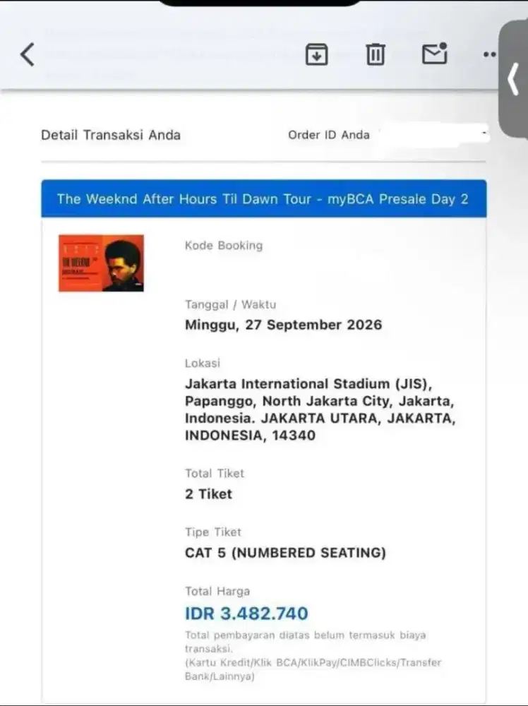 Tiket the Weeknd 2tiket jual rugi