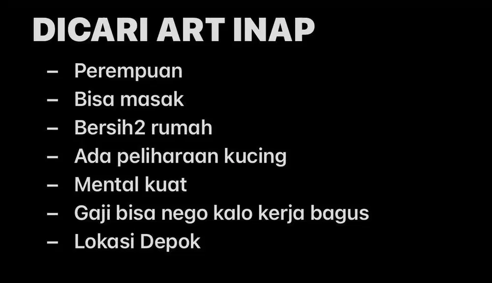 Dicari ART Inap