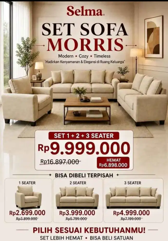 TERLARIS SOFA SET MORRIS MURAH MINIMALIS