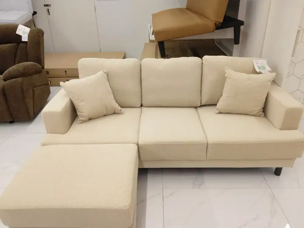 TERMURAH!! Selma Glivel Sofa L 3 Seater Dengan Bangku Otoman Cilegon