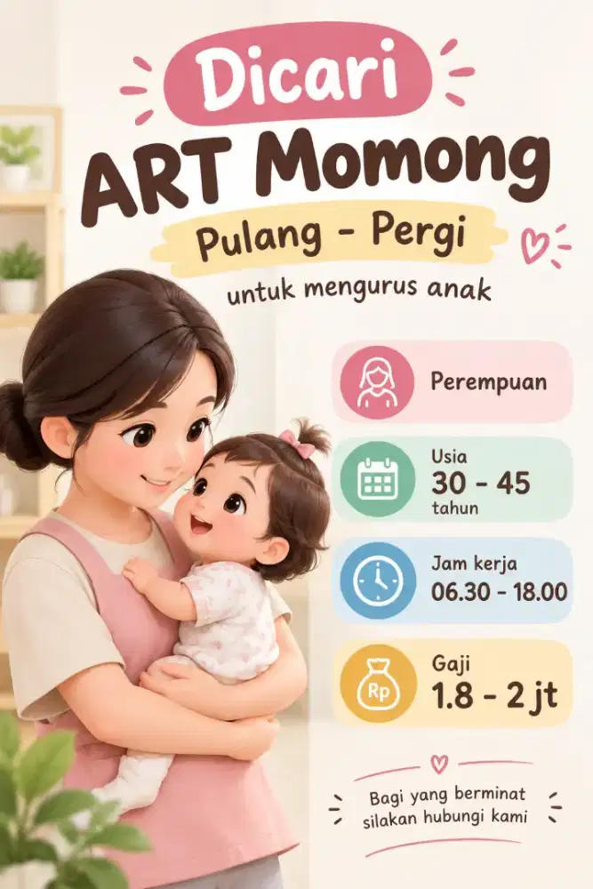 Dicari ART PP untuk Momong Bayi Newborn
