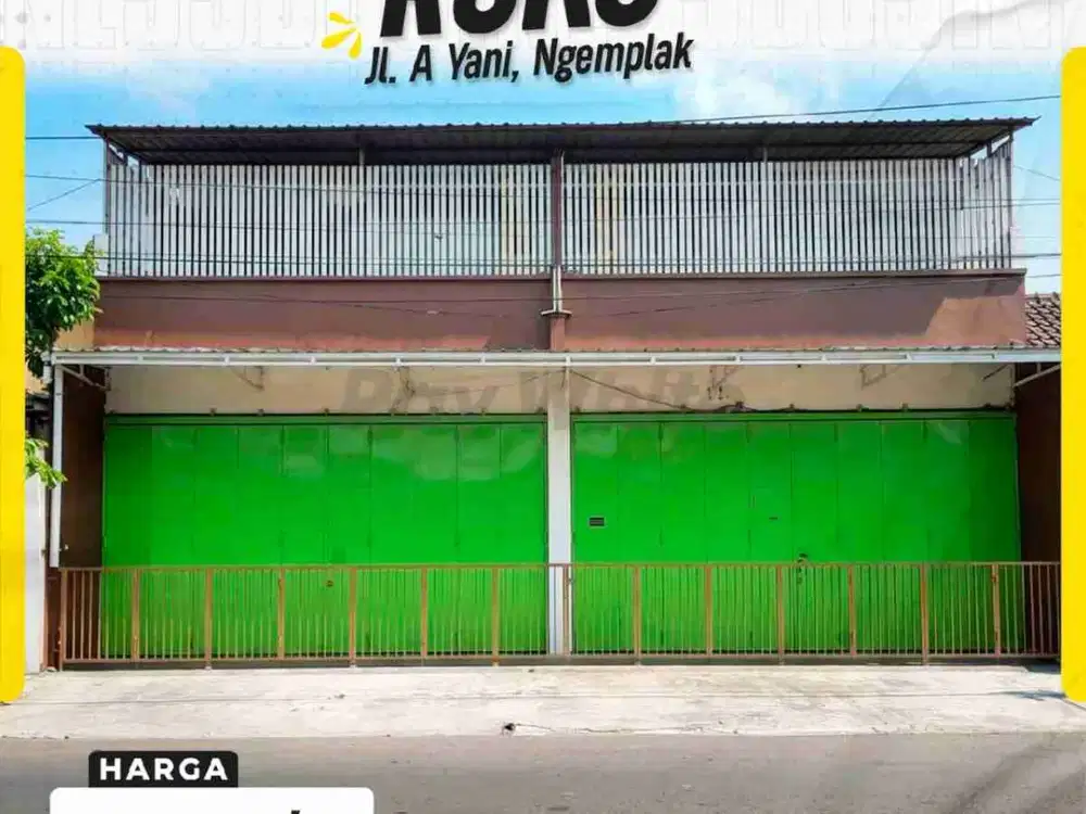 Ruko disewakan di jl Ahmad Yani Ngemplak Banjarsari Solo.