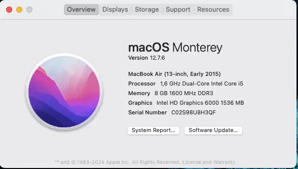Macbook Air 2015 Ram 8 GB SSD 256 GB