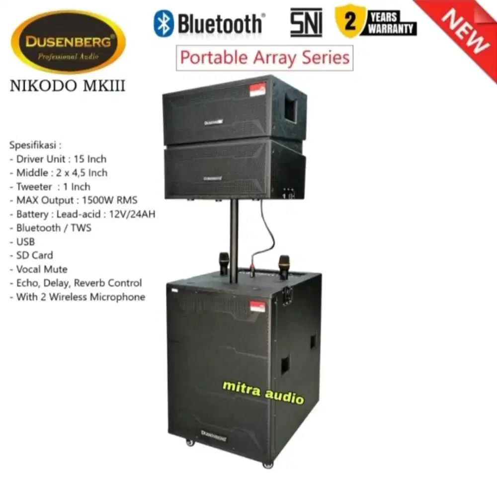 Speaker portable line array 15 inch dusenberg nikodo mkII 1500 watt