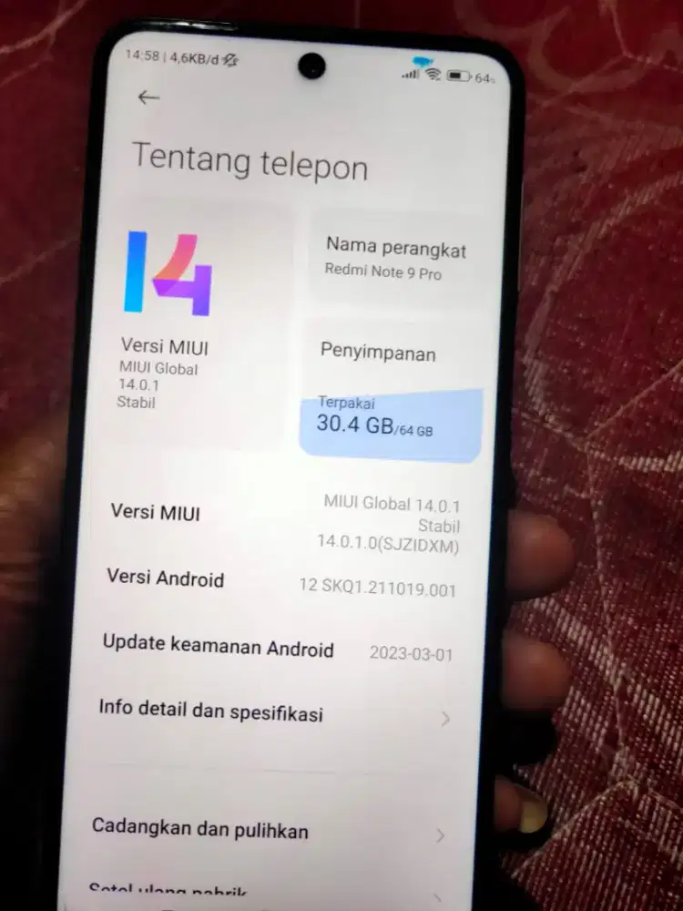 Redmi not 9 pro ram 6/64