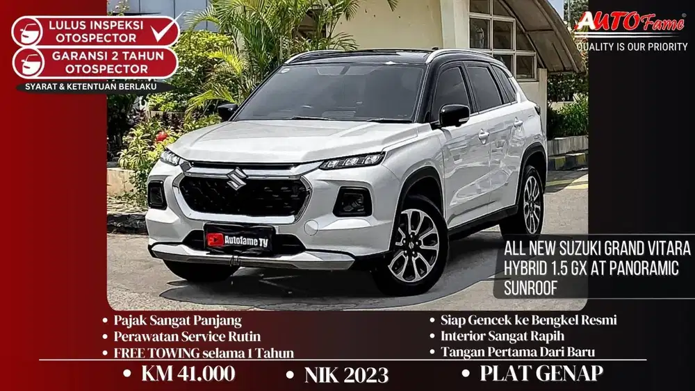 KM41RB Suzuki Grand Vitara Hybrid 1.5 GX AT Panoramic Sunroof White On