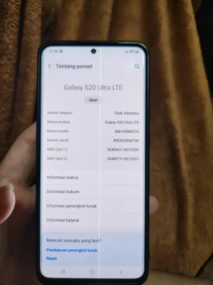 Samsung S20 Ultra 12/128 SEIN LCD garis dan bayang