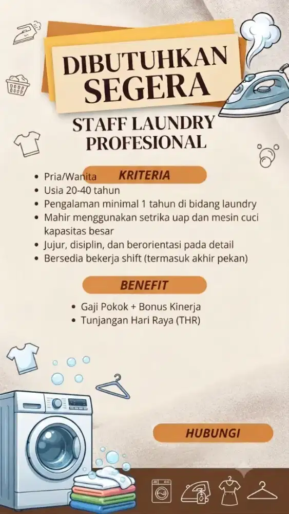 Lowongan Pegawai Laundry