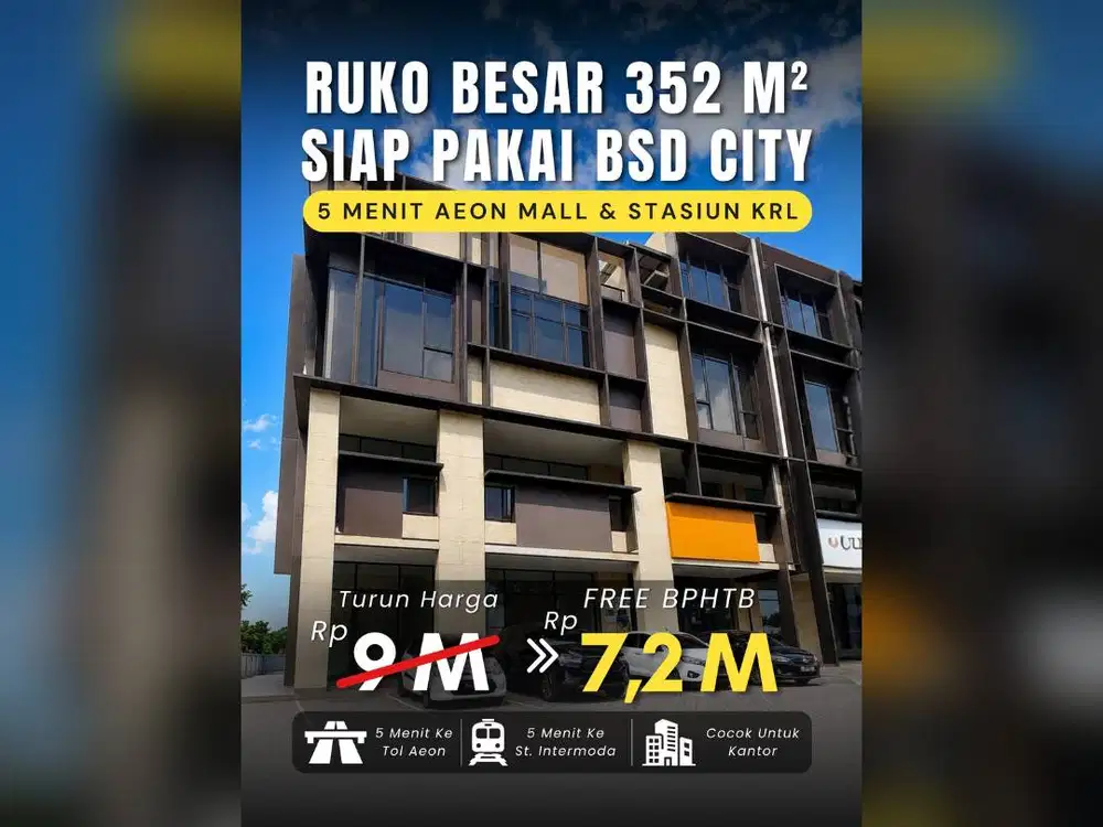 Ruko Baru 4 Lantai Icon 5 BSD City - Boulevard Utama, 5 Menit Aeon Mal
