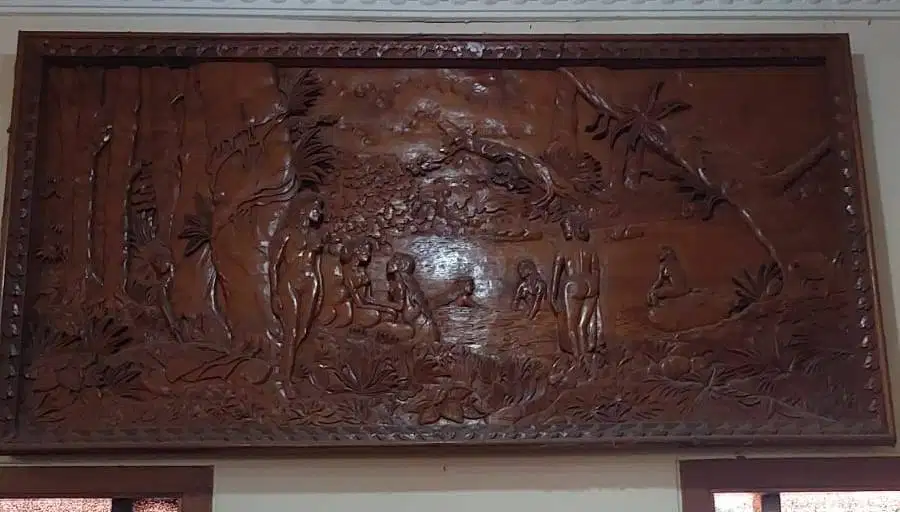 Ukiran Kayu Jati Solid tema Jaka Tarub dan 7 Bidadari