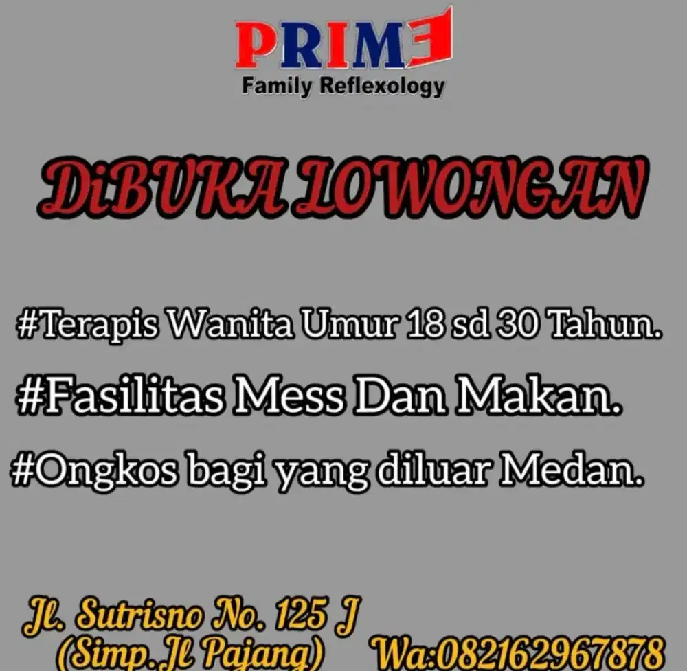 Di cari Terapis Pengalaman /Non Pengalaman Wanita