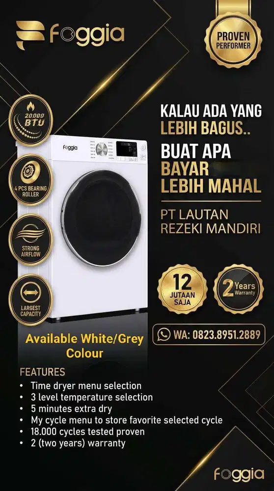 Mesin Pengering Laundry Foggia Gas Dryer FGD160